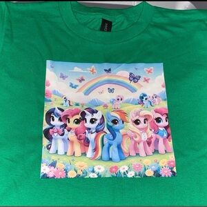 Gildan Green Kids Tee with Cartoon Characters